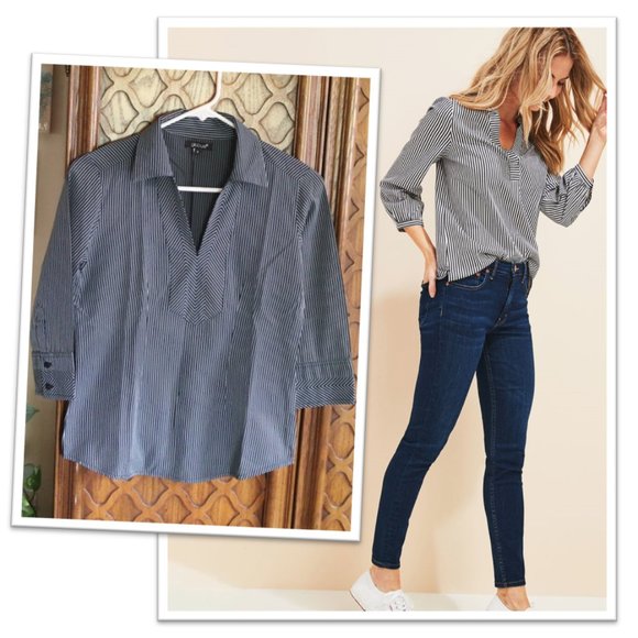 3/$15 Globus Striped Popover Collared Shirt - Size XS - Picture 15 of 15